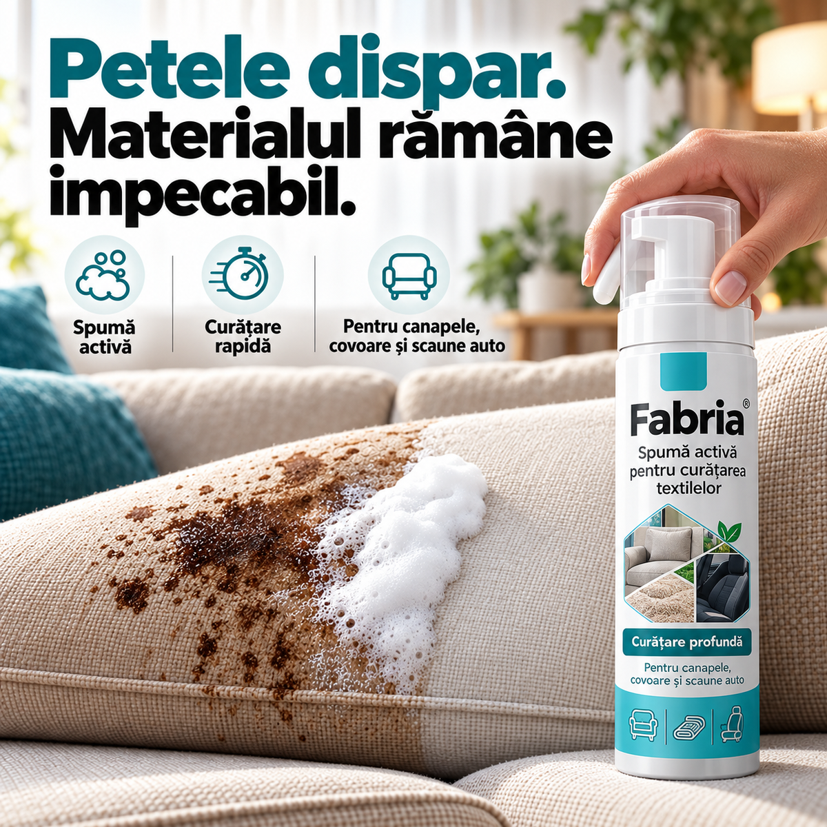 Fabria™ – Spumă activă pentru curățarea textilelor