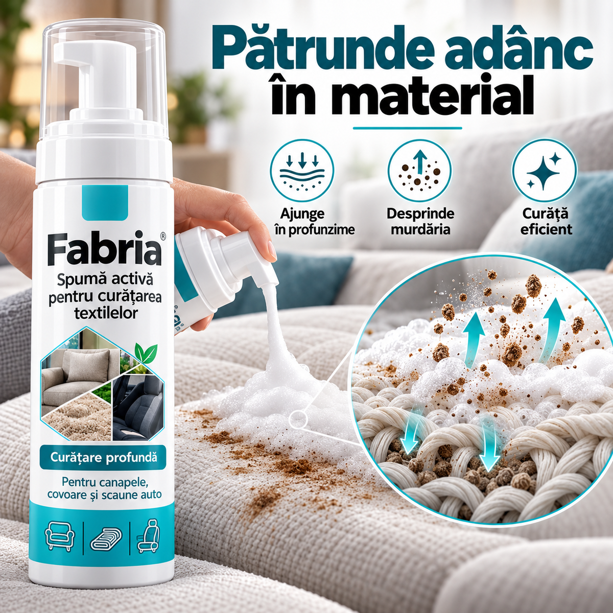 Fabria™ – Spumă activă pentru curățarea textilelor
